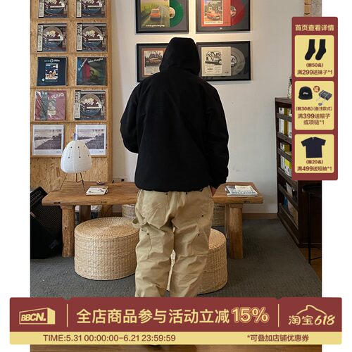 美式复古水洗做旧工装裤宽松长裤