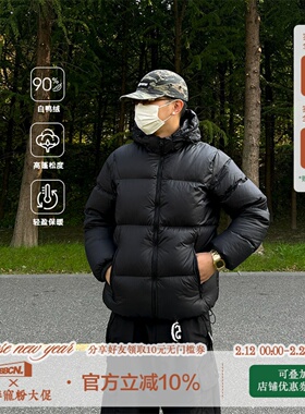 BBCN STORE美式复古泡芙90白鸭绒可拆卸连帽羽绒服男女冬季面包服