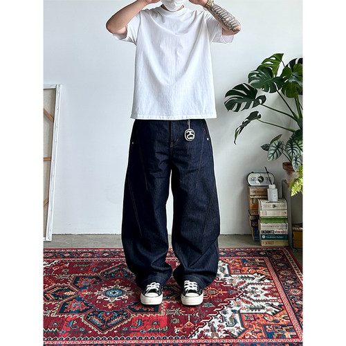 美式复古原色弯刀牛仔裤