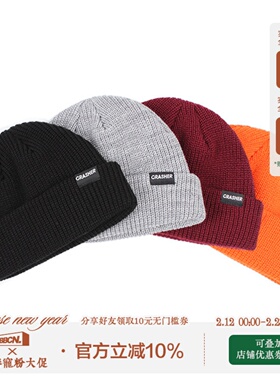 CRASHER毛线帽针织冷帽嘻哈短款圆顶瓜皮帽男女hiphop街舞bboy