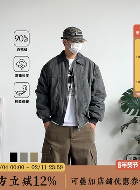 BBCN STORE美式复古休闲翻领羽绒服2025冬季新款宽松舒适保暖外套