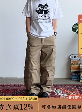 BBCN STORE美式复古可拆卸工装裤男女宽松阔腿休闲长裤