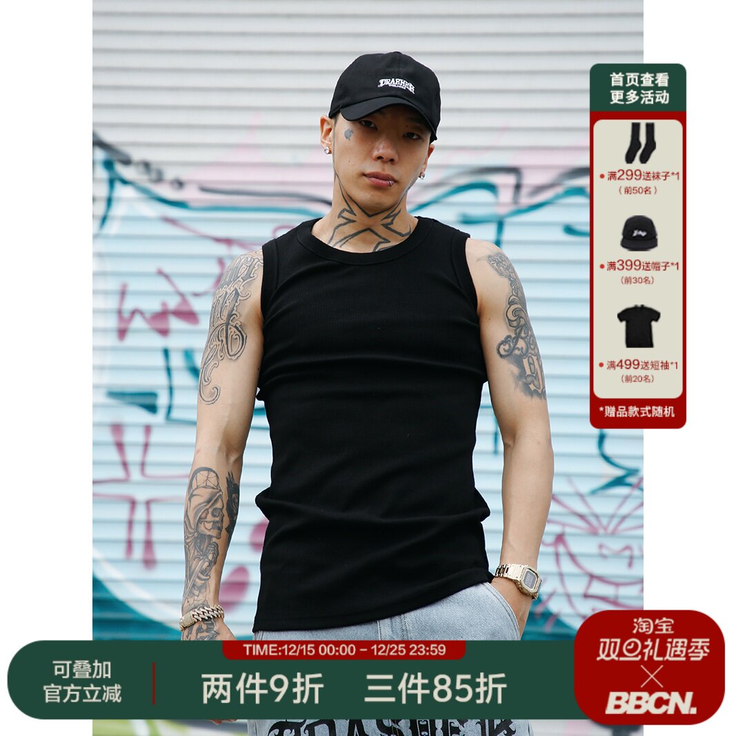 重磅380克弹性螺纹背心紧身夏季