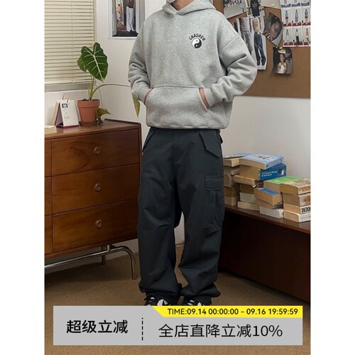 美式直筒轻薄洗水束脚工装休闲裤