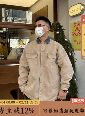 BBCN STORE美式复古重工水洗做旧翻领衬衫春季休闲牛仔工装外套