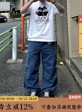 BBCN STORE美式复古街头感大口袋褶皱工装裤男女同款宽松休闲长裤