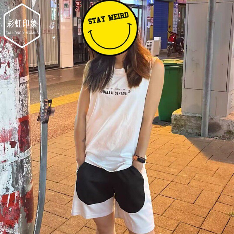 帅t大胸显小束胸背心纯棉外穿坎肩隐形无袖T恤内衣超平显瘦胸
