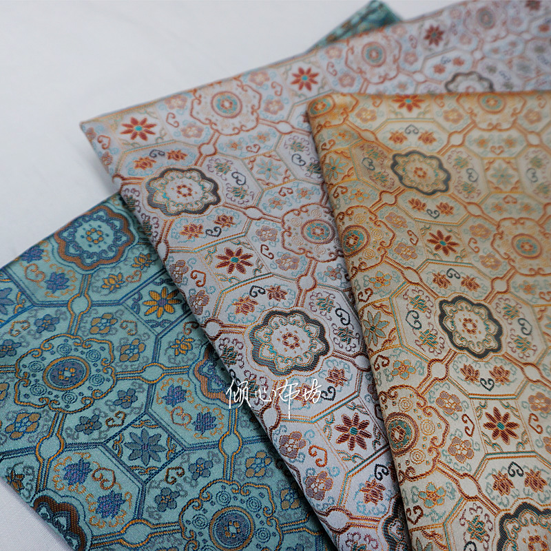 古三色八合如意八达晕天华锦宋锦织锦缎面料布料马甲汉服中国风