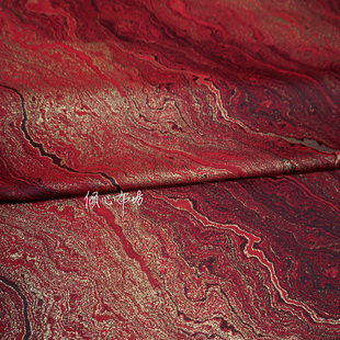 红色织金流沙梦幻自然纹理古风面料新中式马面裙马甲国风布料