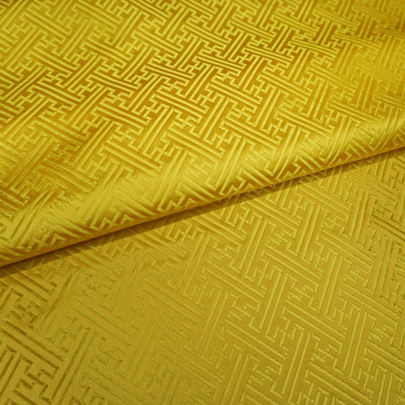 高档金黄明黄皇家黄中回纹城墙纹织锦缎云锦丝绸缎子布面料