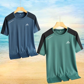 撞色运动休闲男装 冰丝 T恤男圆领短袖 大码 肥佬t支持定制团购 速干