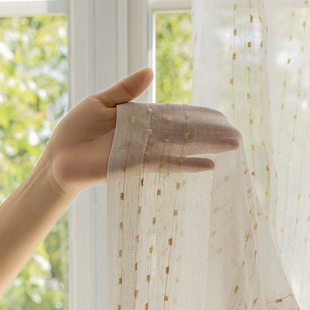 小清新棉麻窗纱窗帘白纱纱帘田园风儿童房卧室书房阳台飘窗薄纱帘