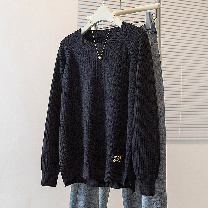 大码圆领插肩长袖毛衣针织打底衫女秋冬胖mm显瘦保暖内搭遮肚上衣,女装/女士精品,毛针织衫,淘宝优惠券,粉丝福利购,淘宝优惠卷