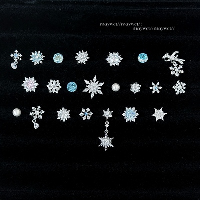 冬雪恋歌绝美雪花钛钢耳钉