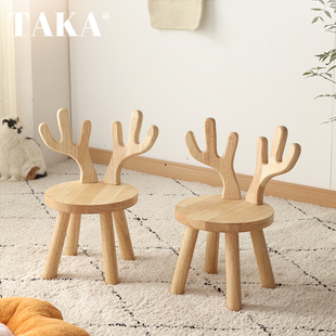 实木小凳子家用客厅圆板凳儿童靠背小椅子可爱创意换鞋凳简约矮凳