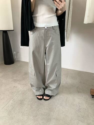 26早秋韩版sliver工装风大口袋显瘦宽松阔腿直筒休闲裤子