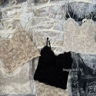 25冬韩版性感钩花蕾丝边吊带背心女修身带胸垫一体打底衫美背内衣