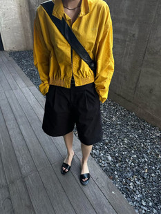 上衣 夹克薄外套女小个子短款 26春夏新韩版 insist立领黄色休闲工装