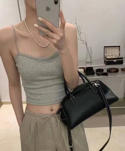 ST春夏韩版纯色细肩带吊带背心女内搭打底衫带胸垫美背抹胸上衣