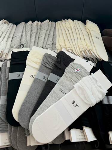 26春夏韩版st复古纯色花边堆堆袜女休闲百搭中筒袜子