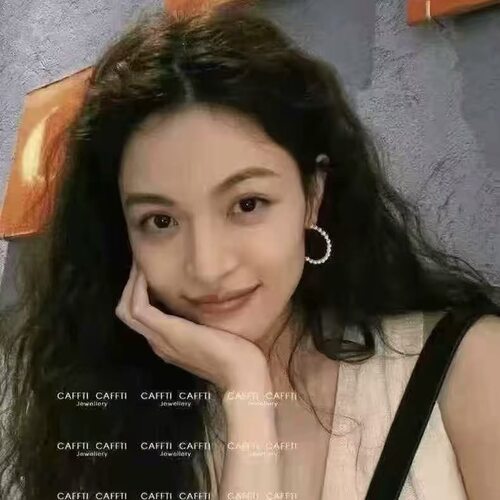 保真天然淡水珍珠珍珠s925纯银耳环女款大C耳圈赵露思同款极光珠