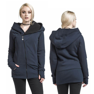 微瑕处理欧洲美女长款 休闲有大码 卫衣连帽拉链羊羔绒保暖风衣帽衫