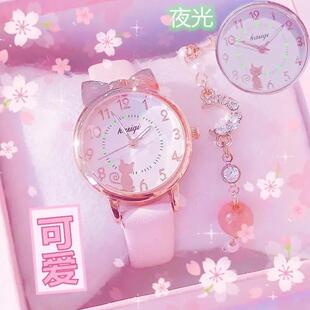 儿童手表只看时间防水防摔可爱卡通玩具男女孩小学生指针式电子表