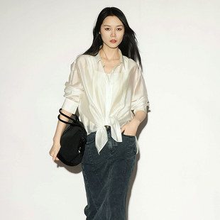 衬衣女松弛感休闲衬衫 上衣XL221003A160 莱赛尔长袖 XG雪歌2026夏款