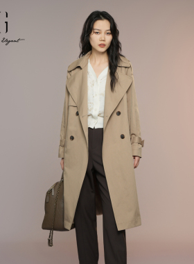 XG雪歌2025秋英伦风简约百搭高智通勤酷飒风衣外套女XK308002A309