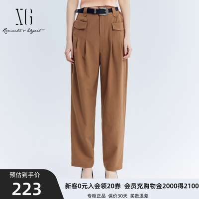 xg雪歌2024秋款显瘦窄版西装裤女率性百搭休闲工装裤XJ302018A172