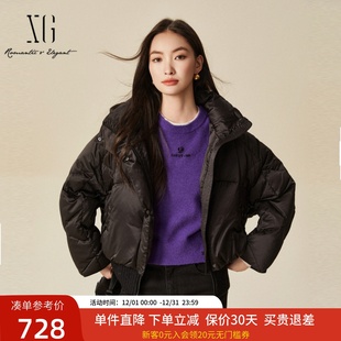 xg雪歌短款 加厚保暖外套XJ406098A490 廓形连帽羽绒服女2024冬新款