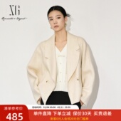 质感双面呢大衣女2024冬款 xg雪歌100%绵羊毛韩版 短款 XK410820A891