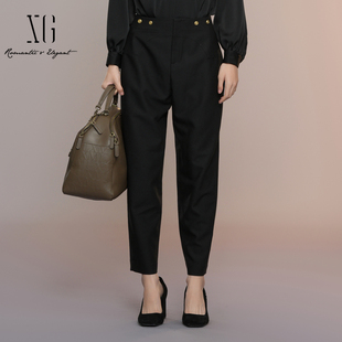 XG雪歌2025秋利落剪裁极简百搭高智通勤法式 女XK302023A290 烟管裤