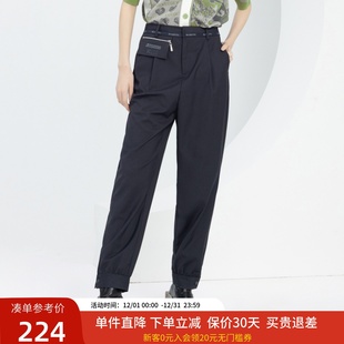 长裤 直筒裤 子XJ102030A690 女2024春新款 xg雪歌通勤黑色束脚休闲裤