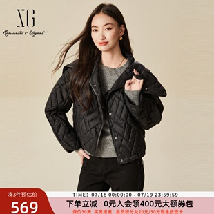 大翻领轻盈保暖宽松羽绒服女短外套XJ406073A190 xg雪歌2024冬时尚