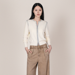 XG雪歌2026春个性 女XL111033A291 印染通勤百搭酷飒双拉链针织开衫