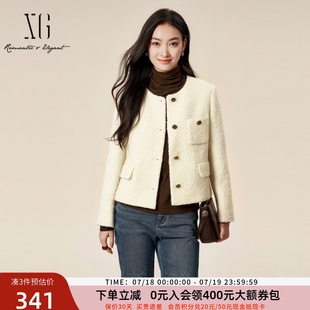 xg雪歌正肩直筒显瘦版 XK407840A891 型百搭短款 小香风外套女24冬款