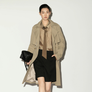 少货 极简百搭通勤中长风衣外套女XL108005A209 XG雪歌2026春经典