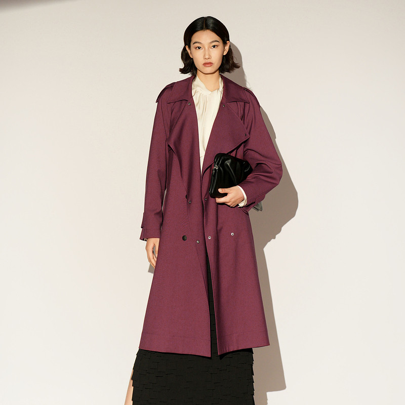 XG雪歌2026春时髦西装领高级感休闲中长款风衣外套女XL108004A115