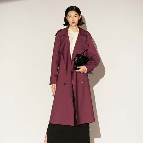 XG雪歌2026春时髦西装领高级感休闲中长款风衣外套女XL108004A115