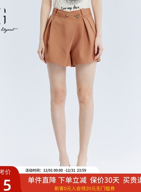 xg雪歌2024秋款法式交叠腰部剪裁显高显瘦休闲短裤女XJ302001A133