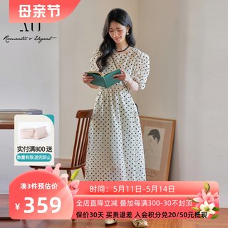 xg雪歌24夏款韩版泡泡袖显高显瘦波点小白裙连衣裙女XK204565B806