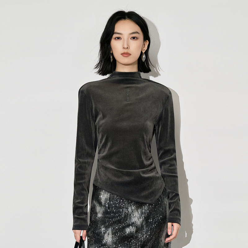 XG雪歌25冬新款极简通勤舒适零感高领打底衫女长袖TXK401010A281