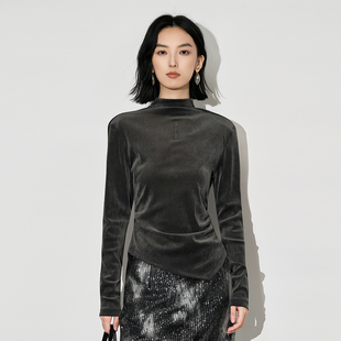 TXK401010A281 女长袖 XG雪歌25冬新款 极简通勤舒适零感高领打底衫