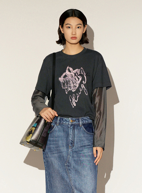 XG雪歌 2026春假两件印花长袖T恤XL101005A383