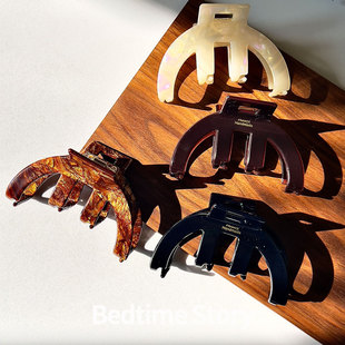 韩国ins醋酸抓夹金标France拱形半圆慵懒鲨鱼夹优雅气质盘发发夹