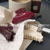 韩国高级感醋酸云朵花边France抓夹后脑勺盘发鲨鱼夹中号ins发夹