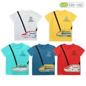 T恤儿童夏季 薄款 火车半袖 男童宝宝纯棉短袖 动车圆领上衣外贸童装