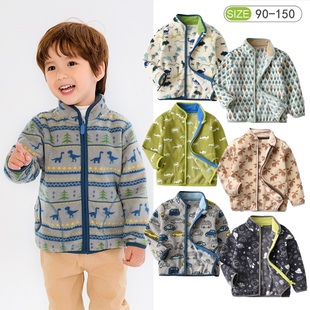 24秋冬儿童摇粒绒外套男童拉链保暖上衣恐龙卡通春秋薄款宝宝夹克