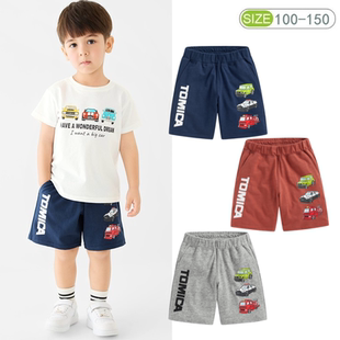 儿童夏季纯棉短裤男童休闲运动五分裤幼儿园宝宝汽车印花薄款裤子
